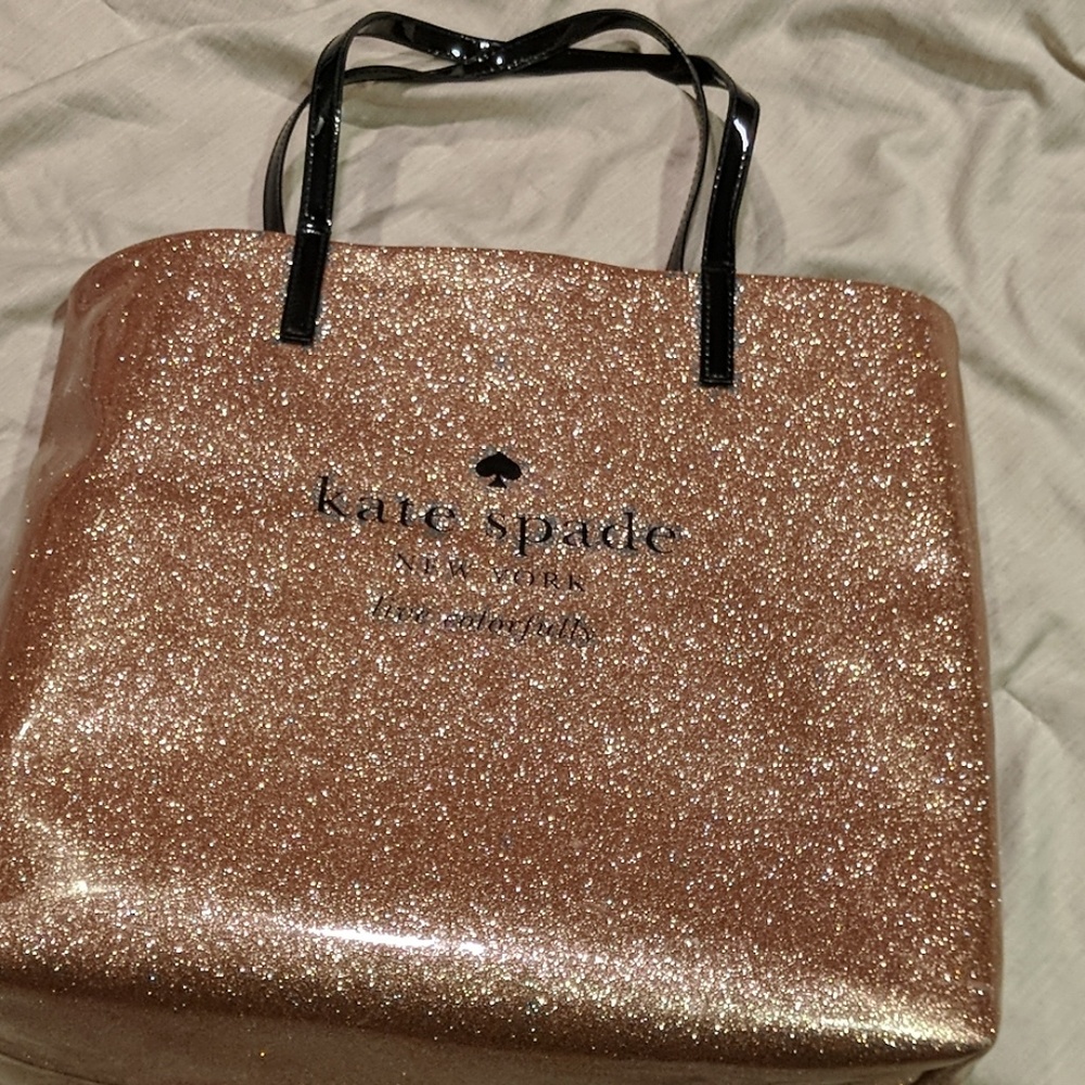 Kate Spade Glitter Tote Bag in Gold and Black